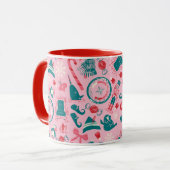 Elf Holiday ingelijst pictogrampatroon Mok (Voorkant links)