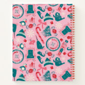 Elf Holiday ingelijst pictogrampatroon Notitieboek (Achterkant)