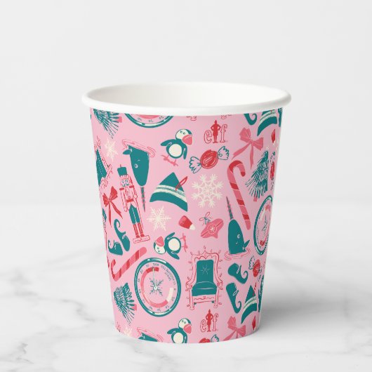 Elf Holiday ingelijst pictogrampatroon Papieren Bekers (Achterkant)