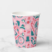 Elf Holiday ingelijst pictogrampatroon Papieren Bekers (Voorkant)