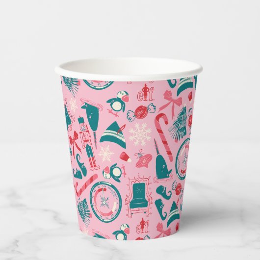Elf Holiday ingelijst pictogrampatroon Papieren Bekers (Voorkant)