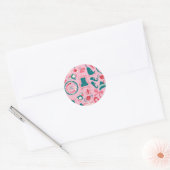 Elf Holiday ingelijst pictogrampatroon Ronde Sticker (Envelop)