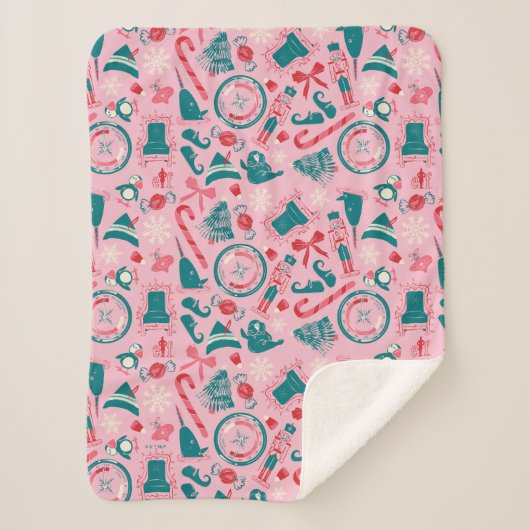 Elf Holiday ingelijst pictogrampatroon Sherpa Deken (Voorkant)