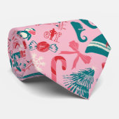 Elf Holiday ingelijst pictogrampatroon Stropdas (Opgerold)