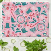 Elf Holiday ingelijst pictogrampatroon Theedoek (Gevouwen)