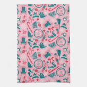 Elf Holiday ingelijst pictogrampatroon Theedoek (Verticaal)