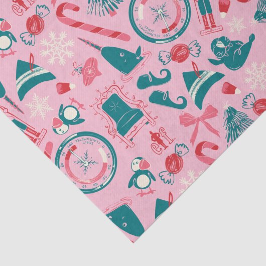 Elf Holiday ingelijst pictogrampatroon Tissuepapier (Detail)