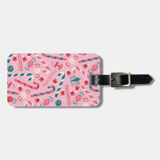 Elf Holiday Snoep Pattern Bagagelabel (Voorkant horizontaal)