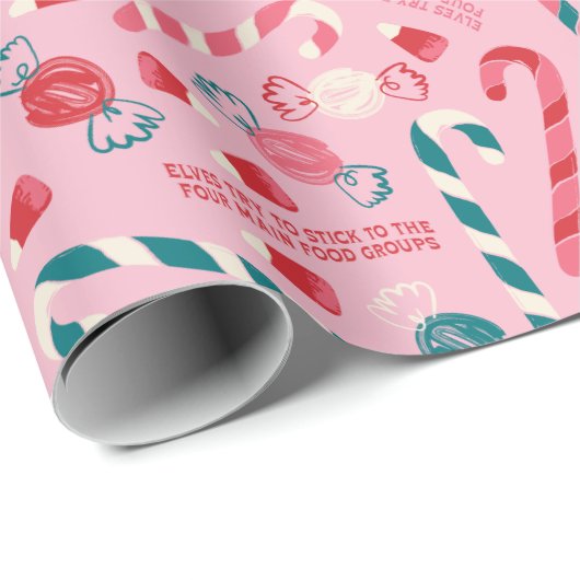 Elf Holiday Snoep Pattern Cadeaupapier (Rol Hoek)