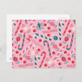 Elf Holiday Snoep Pattern Feestdagenkaart (Voorkant / Achterkant)