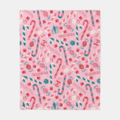 Elf Holiday Snoep Pattern Fleece Deken (Voorkant)