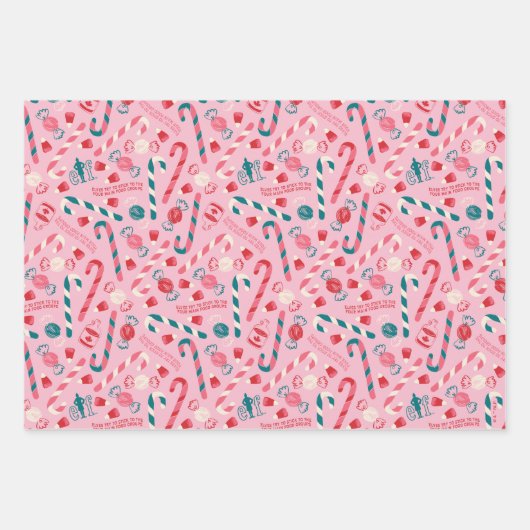 Elf Holiday Snoep Pattern Inpakpapier Vel (Voorkant)