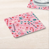 Elf Holiday Snoep Pattern Kartonnen Onderzetters (Schuin)