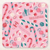 Elf Holiday Snoep Pattern Kartonnen Onderzetters (Voorkant)