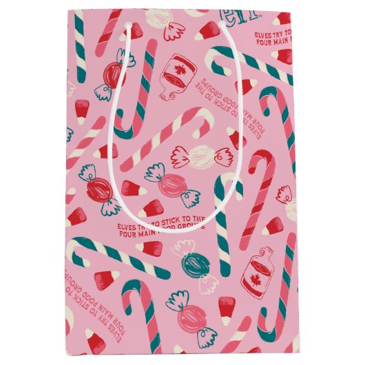 Elf Holiday Snoep Pattern Medium Cadeauzakje (Voorkant)