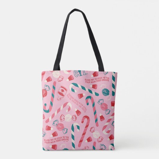 Elf Holiday Snoep Pattern Tote Bag (Achterkant)