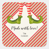 Elf Homemade Goods Holiday Baking Personalized Vierkante Sticker (Voorkant)