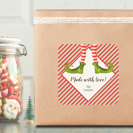 Elf Homemade Goods Holiday Baking Personalized Vierkante Sticker