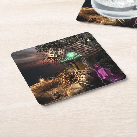 Elf House Kartonnen Onderzetters (Schuin)