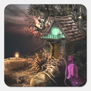 Elf House Vierkante Sticker