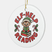 Elf-Hulp Lezen Kerstboom Keramisch Ornament (Links)