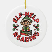 Elf-Hulp Lezen Kerstboom Keramisch Ornament (Achterkant)