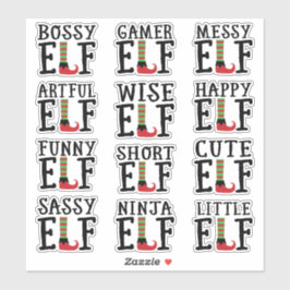 Elf Humor | Rood en Groene Kenmerken Favor Sticker