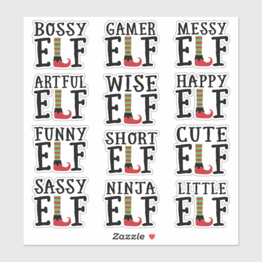 Elf Humor | Rood en Groene Kenmerken Favor Sticker (Vel)