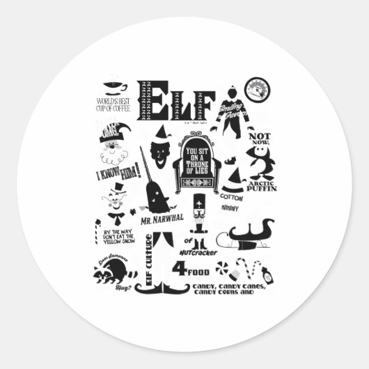 Elf Icons And Movie Quotes  Ronde Sticker (Voorkant)