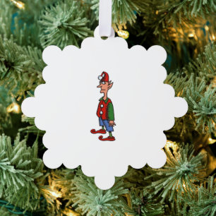 Elf in de houding sneeuwvlok papier ornament kaart