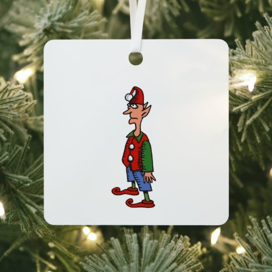 Elf in de houding vierkant metalen ornament (Insitu)