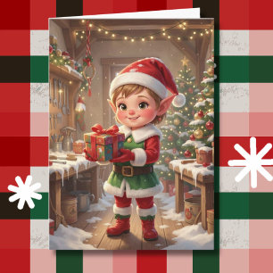 Elf in de werkplaats van de Kerstman   Gepersonali Kaart