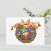 Elf in een kerstuitnodiging kaart (Staand voorkant)