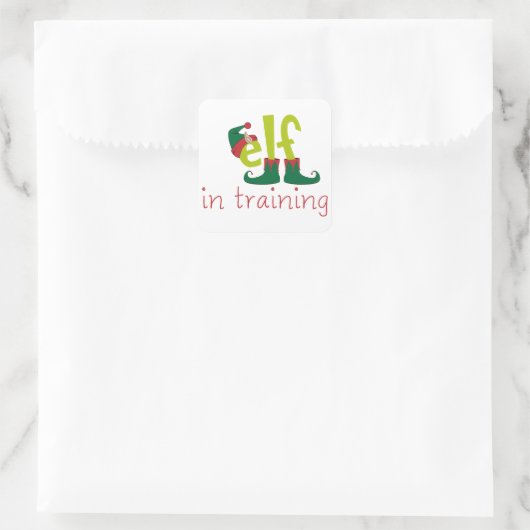 Elf in opleiding vierkante sticker (Tas)