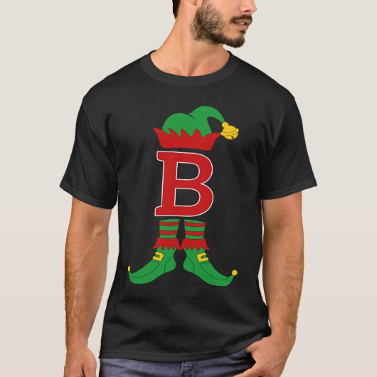 Elf Initial B Matching Family Group Christmas Holi T-shirt (Voorkant)
