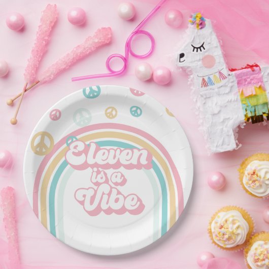 Elf is een Vibe Retro Summer Rainbow Papieren Bordje (Feest)