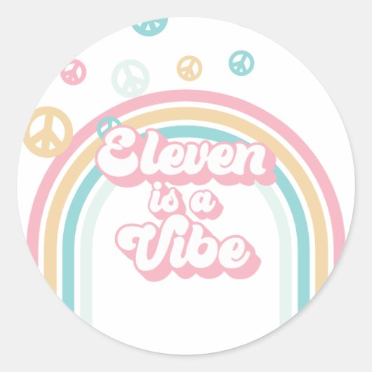 Elf is een Vibe Retro Summer Rainbow Ronde Sticker (Voorkant)