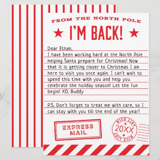 Elf is terug feestdagenkaart (Voorkant / Achterkant)