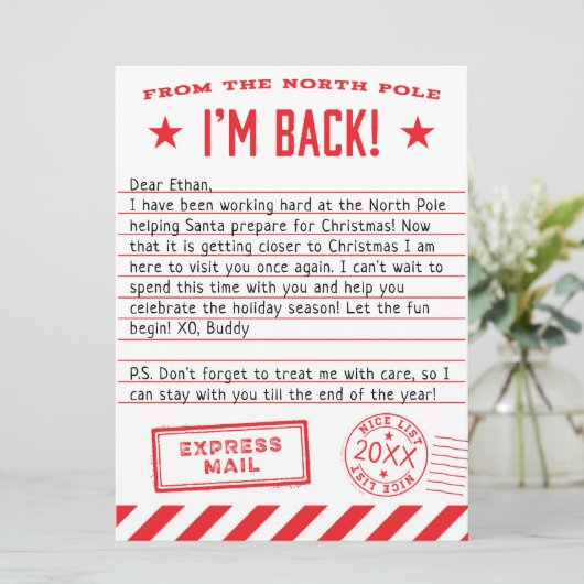 Elf is terug feestdagenkaart (Staand voorkant)