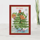 Elf is terug! Persoonlijke hallo van je Elf Feestdagen Kaart (Voorkant)