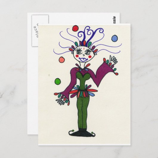 Elf Jester Juggling Briefkaart (Voorkant / Achterkant)