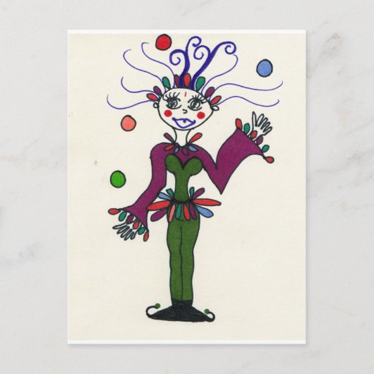 Elf Jester Juggling Briefkaart (Voorkant)