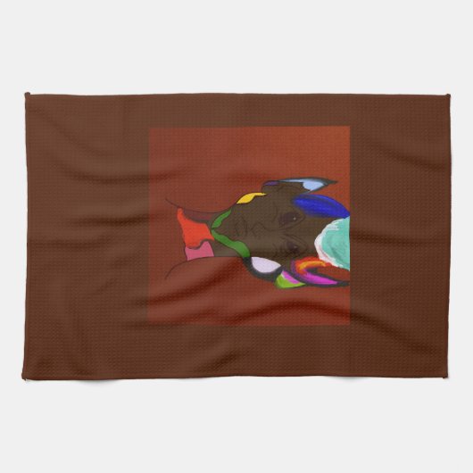Elf Kaart Kunst Keukenhanddoek (Horizontaal)