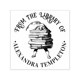 Elf Kabouter met enorme stapel boeken Bibliotheekn Zelfinktende Stempel