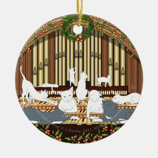 Elf Katten Piping... kerstboom Keramisch Ornament (Voorkant)