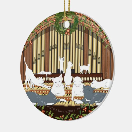 Elf Katten Piping... kerstboom Keramisch Ornament (Links)