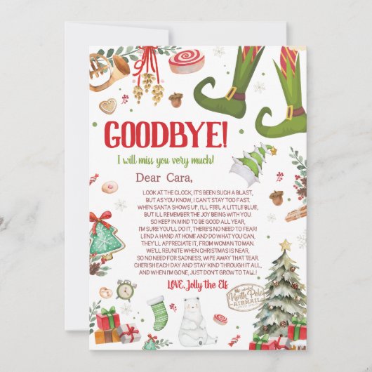 Elf Kerst Afscheidsbrief Kaart (Voorkant)