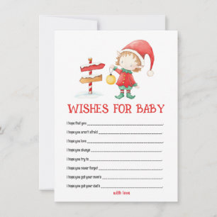 Elf, Kerst Baby shower Wensen voor Baby Note Notitiekaartje