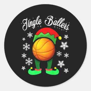 Elf Kerst Basketbal Matching Familie Groep Par Ronde Sticker