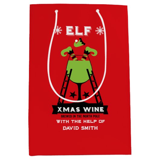 Elf kerst Drink Medium Cadeauzakje (Voorkant)
